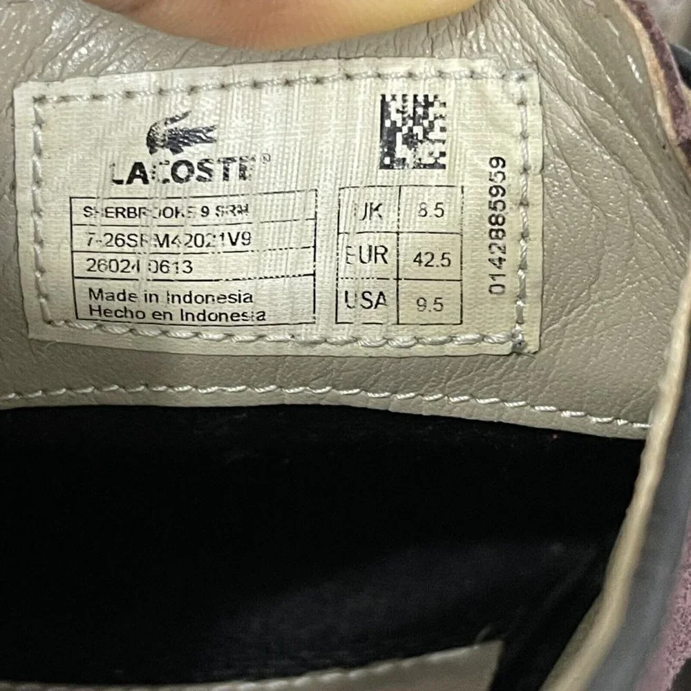LACOSTE SHERBROOKE 9 GOLF SRM Mens SIZE 9.5 OXFORD SUEDE SHOES BROWN